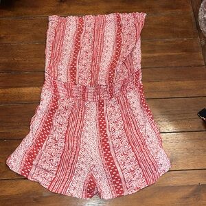 ~beachy~ Forever 21 Tube Top Romper Red & White Stripes